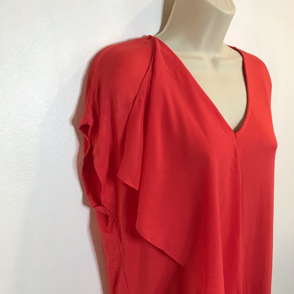 Michael Kors Orange Chiffon Ruffle T-shirt Blouse Medium M - Picture 3 of 10